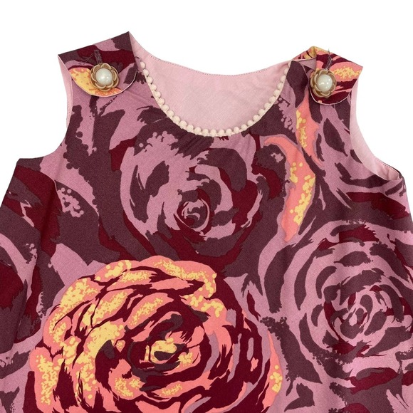A La Modish Purple Pink Rose Print Dress Girls 6-12M - Picture 2 of 6